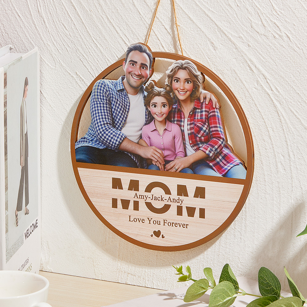 Custom Cartoon Wooden Frame Personalized Cartoon Photo Gifts Cute Wooden Decoration Gift - MyFaceSwimSuit