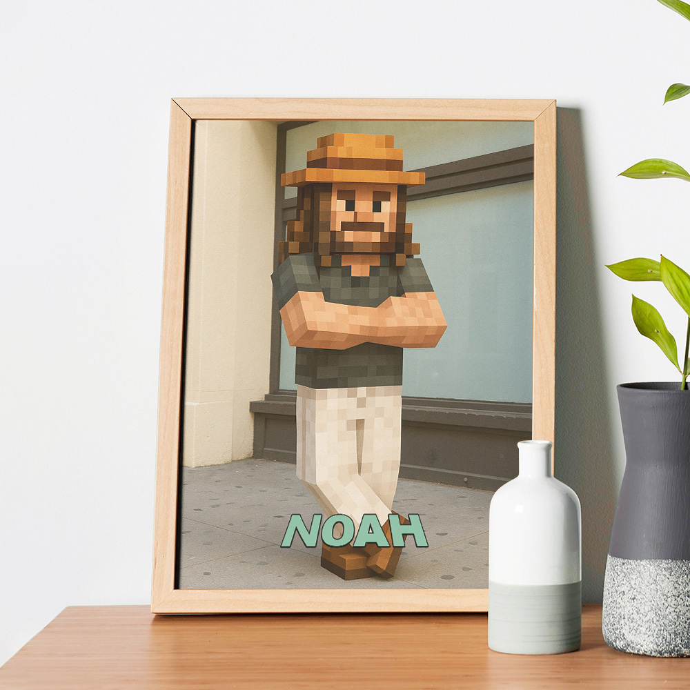 Custom Pixelated Block-Style Portrait from Photo, Unique Digital Download or Print for Video Game Fans, Personalized Gamer Gift, Pixel Art