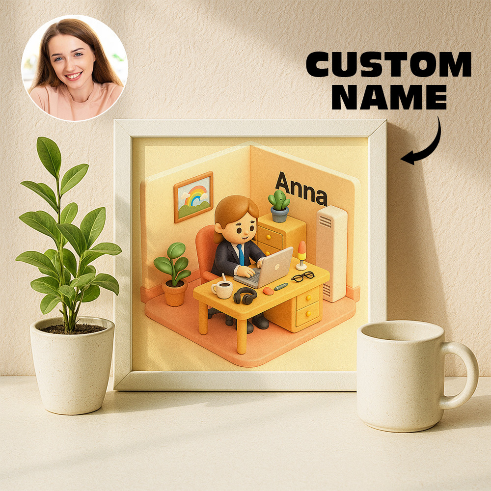 Custom 2D Action Figure Plaque Personalized Toy Box Turn Yourself Into Personalized Diorama Scene Art  Mini Me Figurine Gift - MyFaceSwimSuit