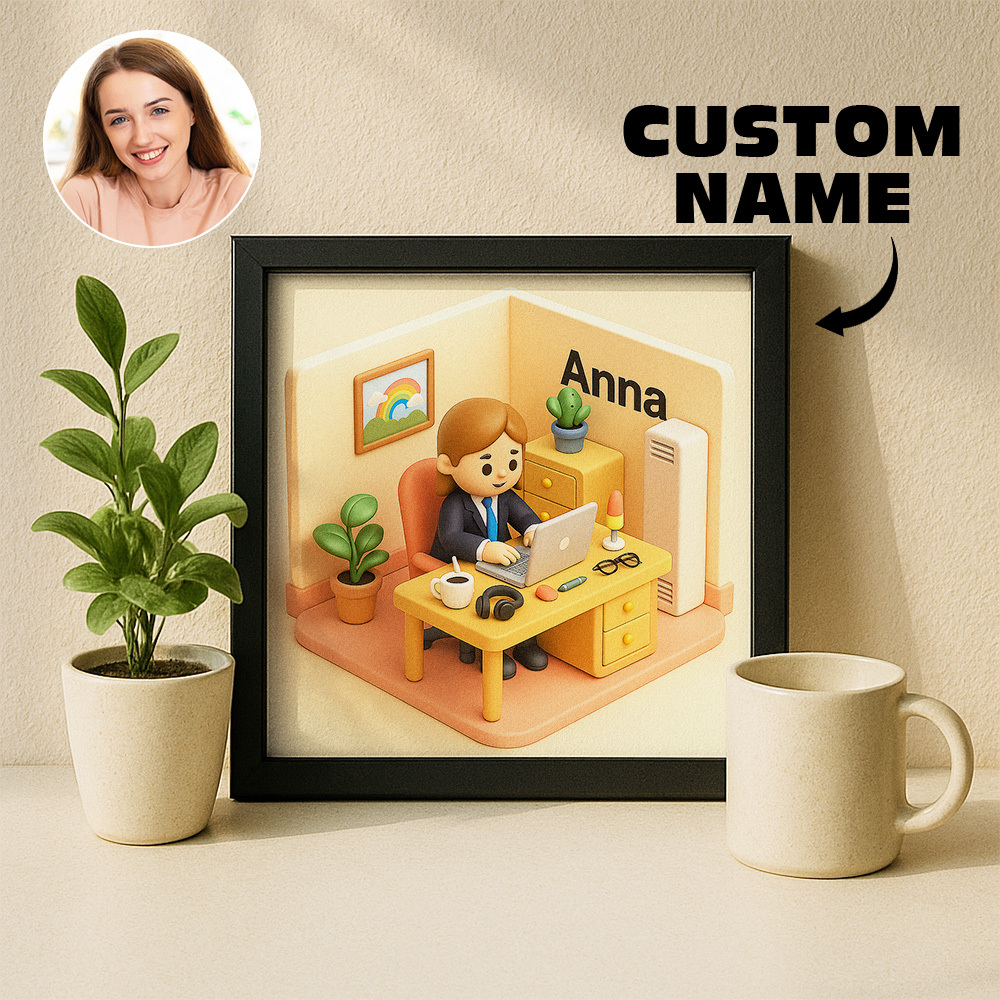 Custom 2D Action Figure Plaque Personalized Toy Box Turn Yourself Into Personalized Diorama Scene Art Mini Me Figurine Gift - MyFaceSwimSuit