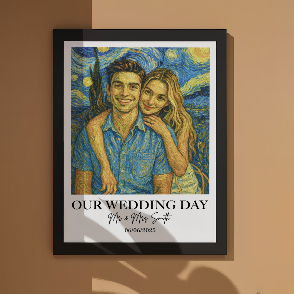 Custom Oil Painting Style Photo Ornament Photo Anniversary Gift for Lover Personalized Portrait Desk Decor 