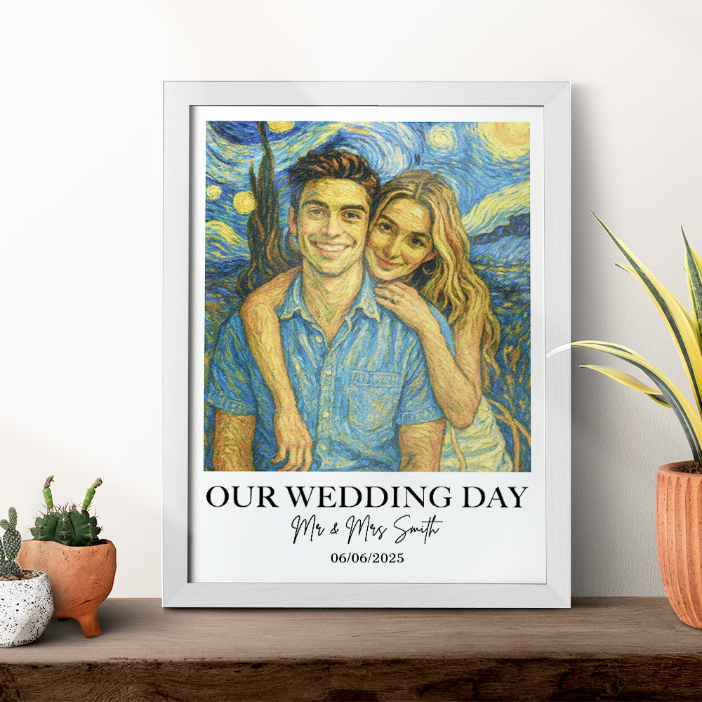 Custom Oil Painting Style Photo Ornament Photo Anniversary Gift for Lover Personalized Portrait Desk Decor 