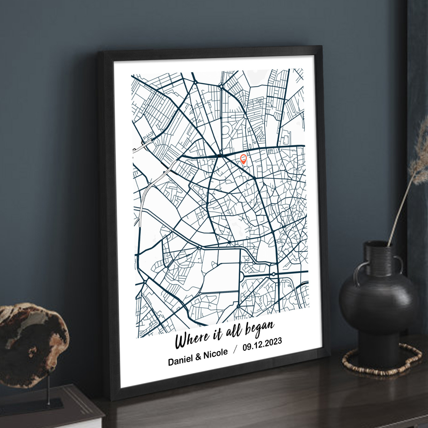 Custom Map Ornament Personalized Location Wood Display Personalized Desk Decor for Lover