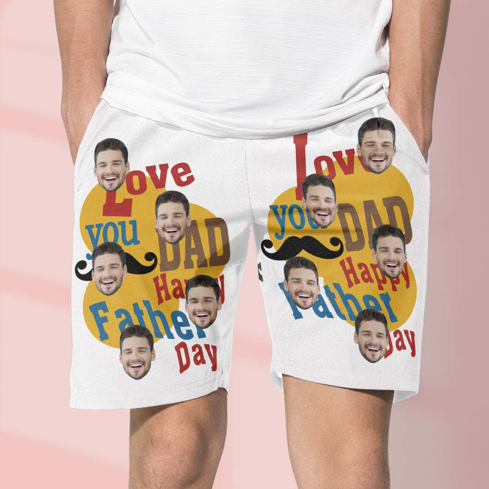 Custom Face Beach Shorts Love Dad Commemorative Gifts - MyFaceSwimsuit