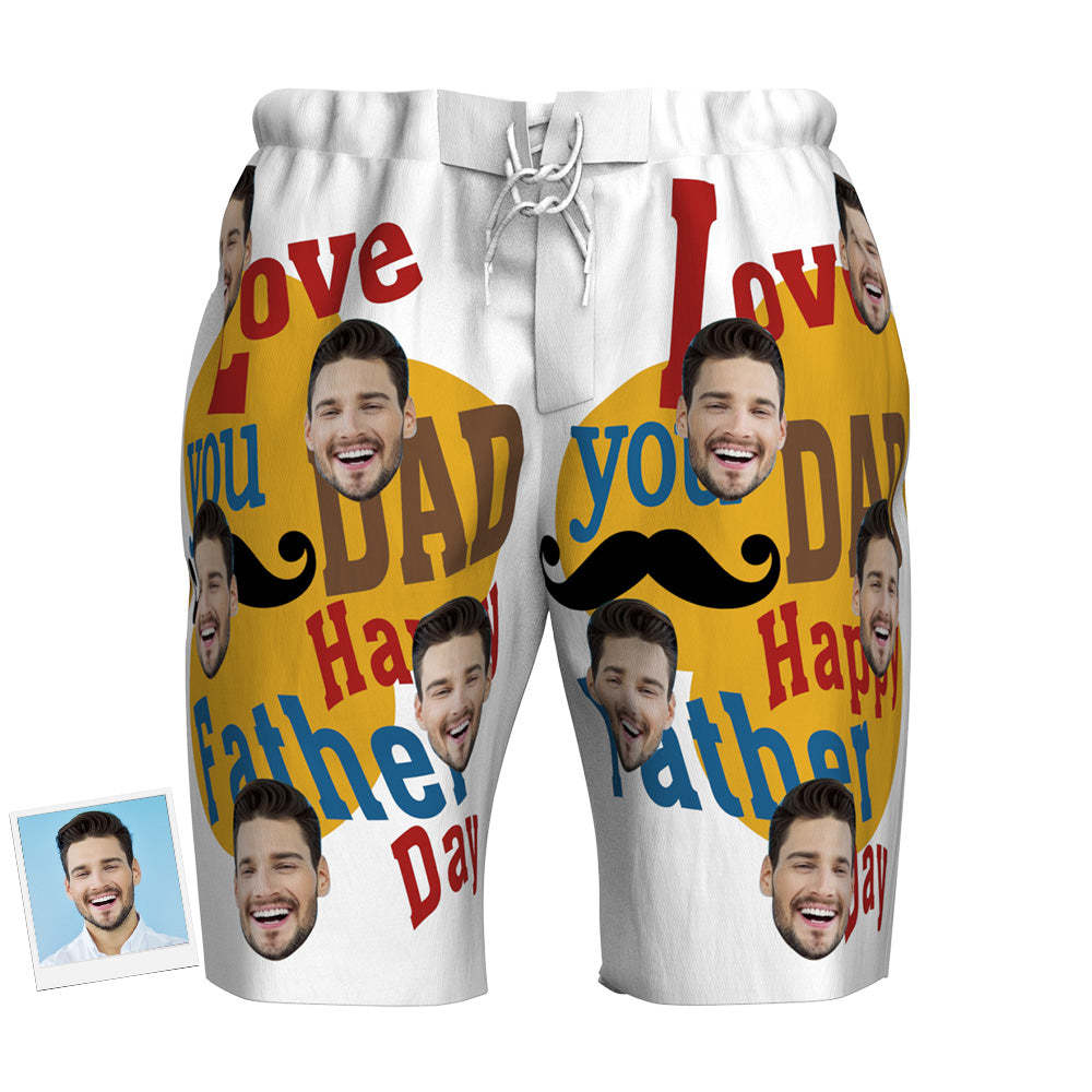 Custom Face Beach Shorts Love Dad Commemorative Gifts - MyFaceSwimsuit