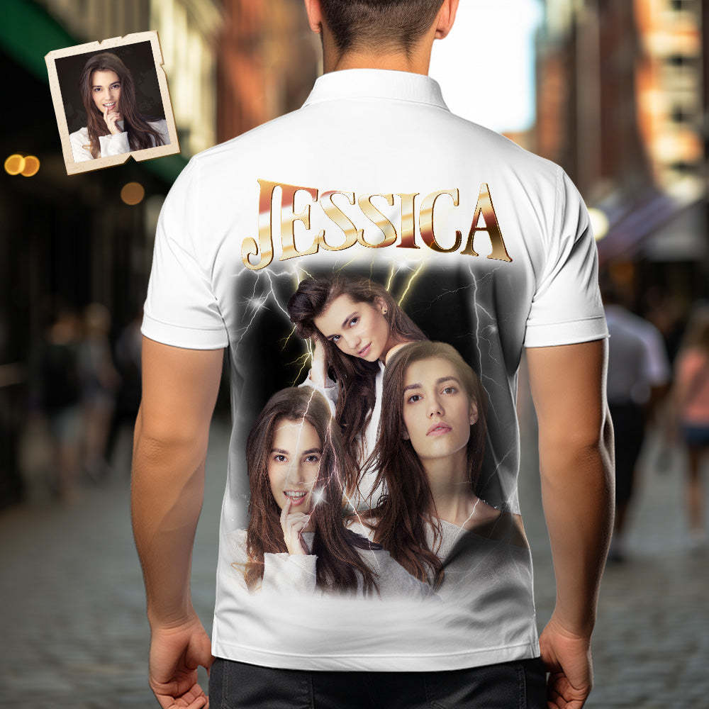 Custom Photo and Text Hawaiian Shirts Personalized Photo Gift Men's Vintage Personality Lightning Shirts - MyFaceSwimsuit