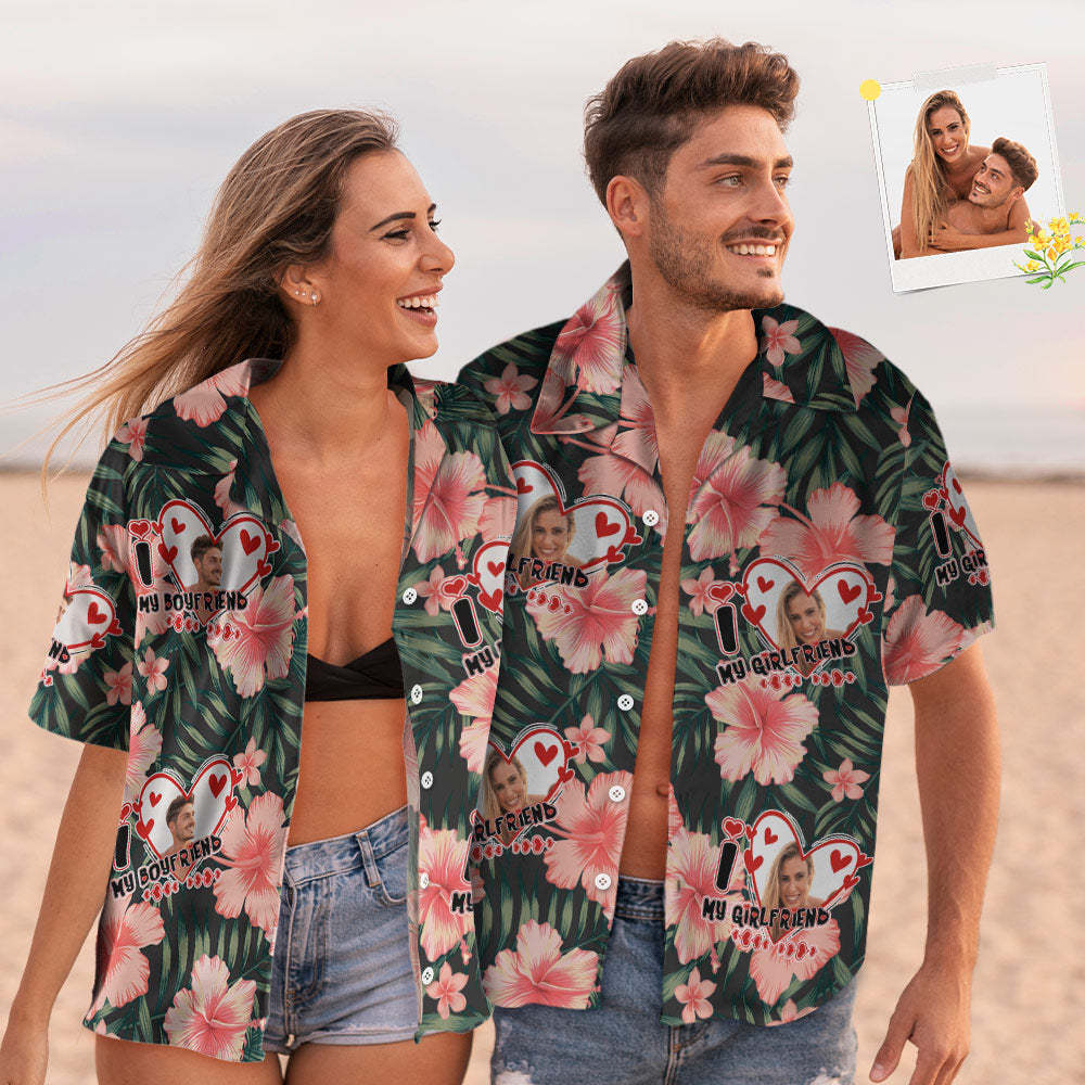 Custom Face Hawaiian Style Shirt Couple Outfit For Love - MyFaceSwimsuit