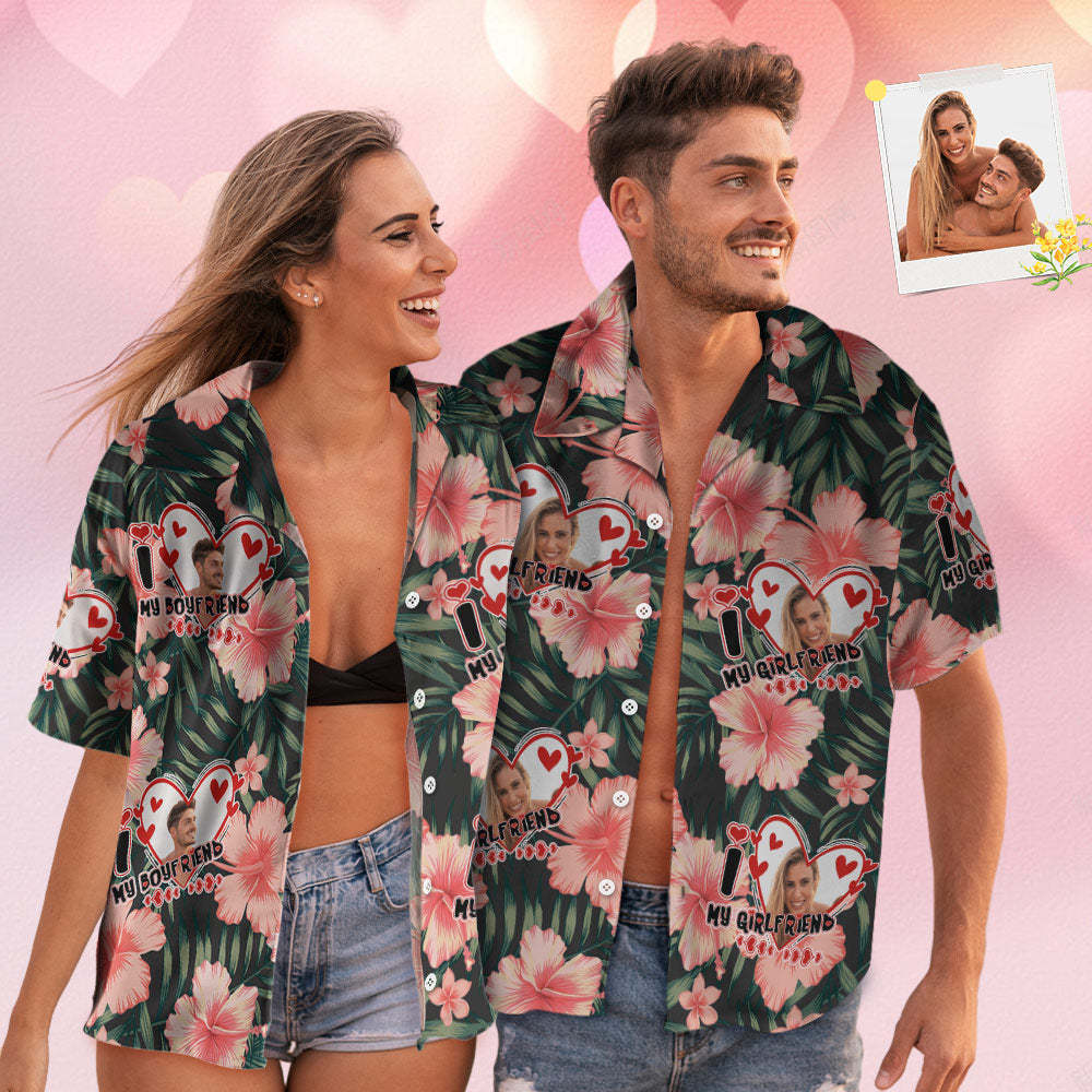 Custom Face Hawaiian Style Shirt Couple Outfit For Love - MyFaceSwimsuit