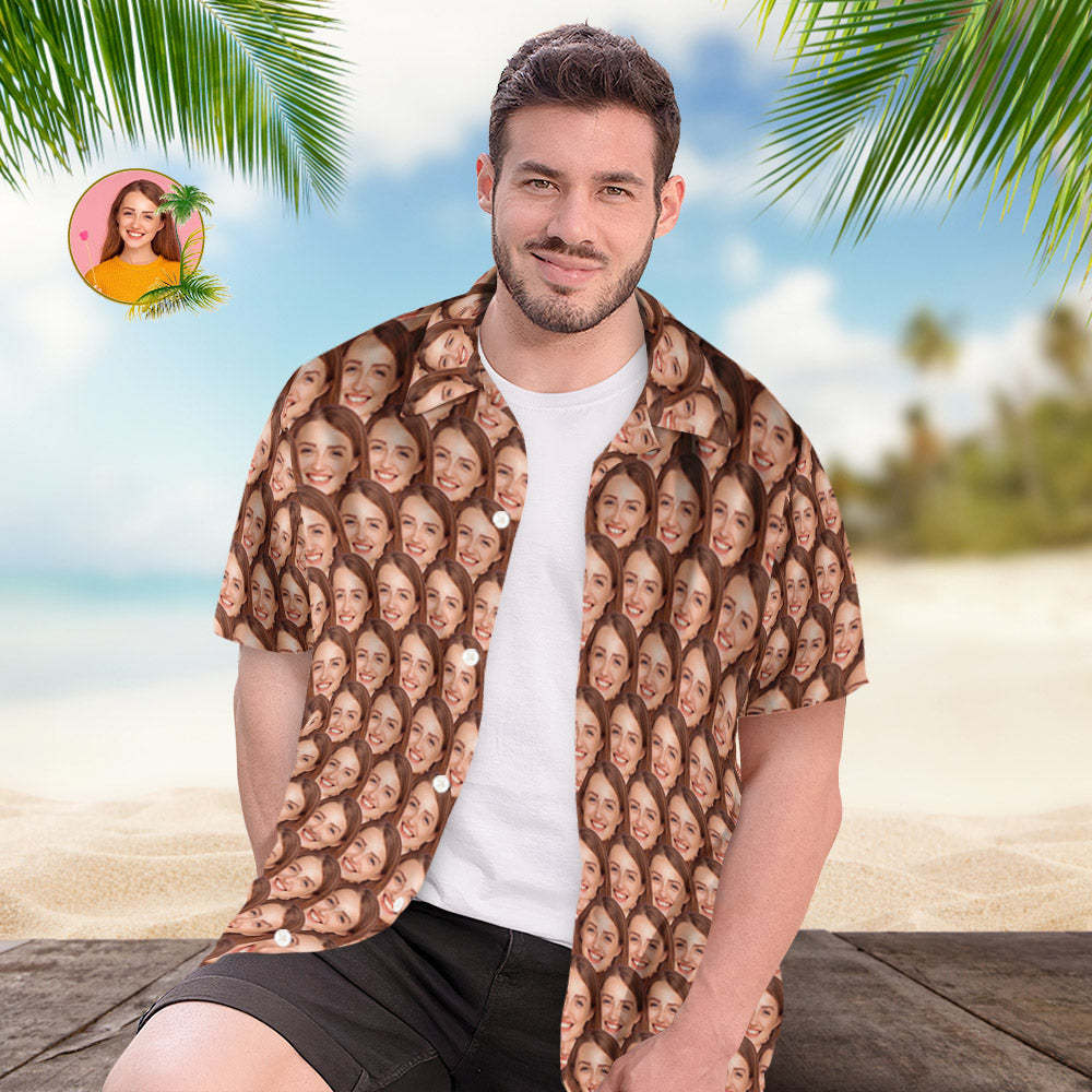 Custom Face Mash Hawaiian Shirts Personalized Photos Funny Men's Shirt Gift - MyFaceSwimsuit