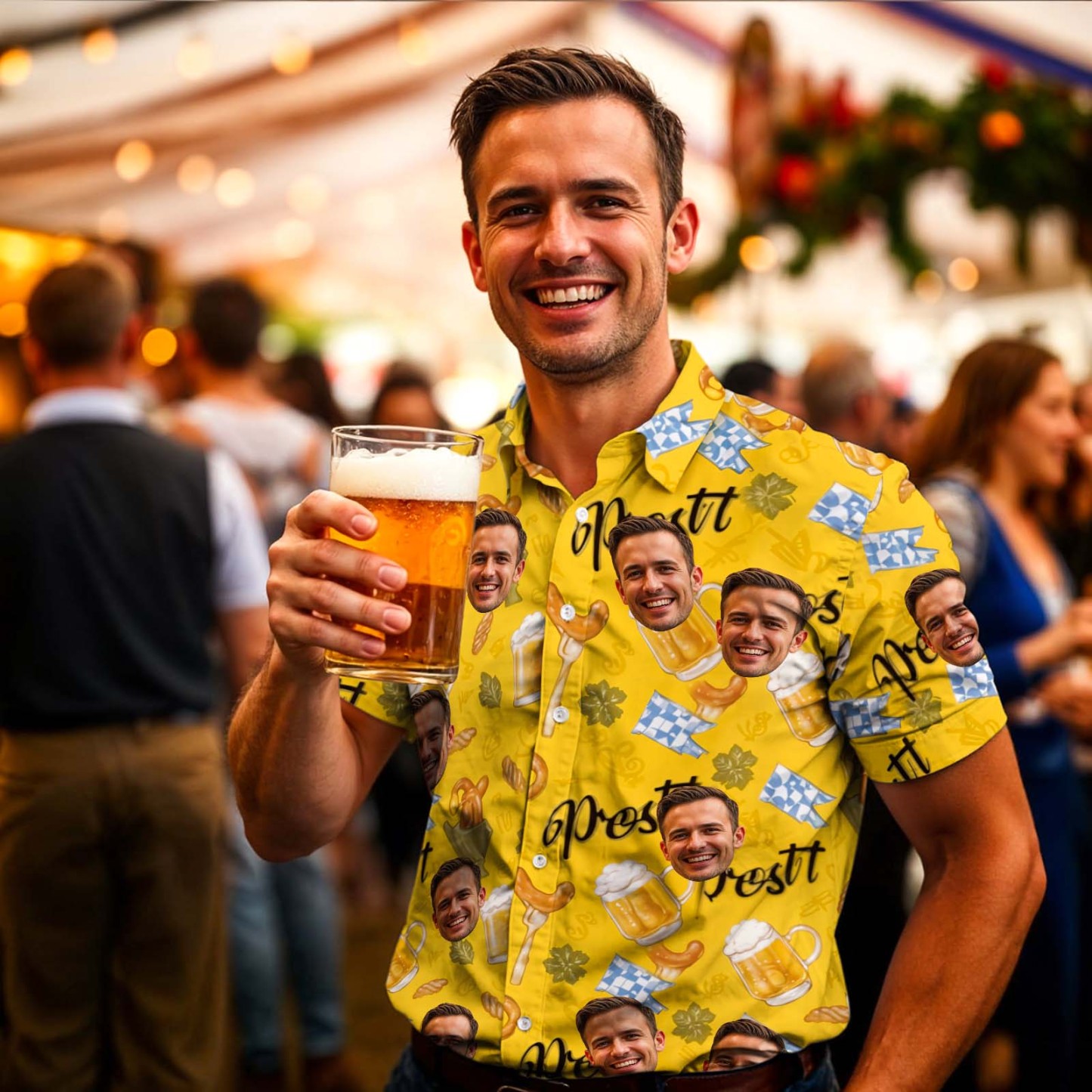 Custom Face Hawaiian Shirt Personalized Beer Photo Shirt Custom Funny Summer Shirt - MyFaceSwimSuit