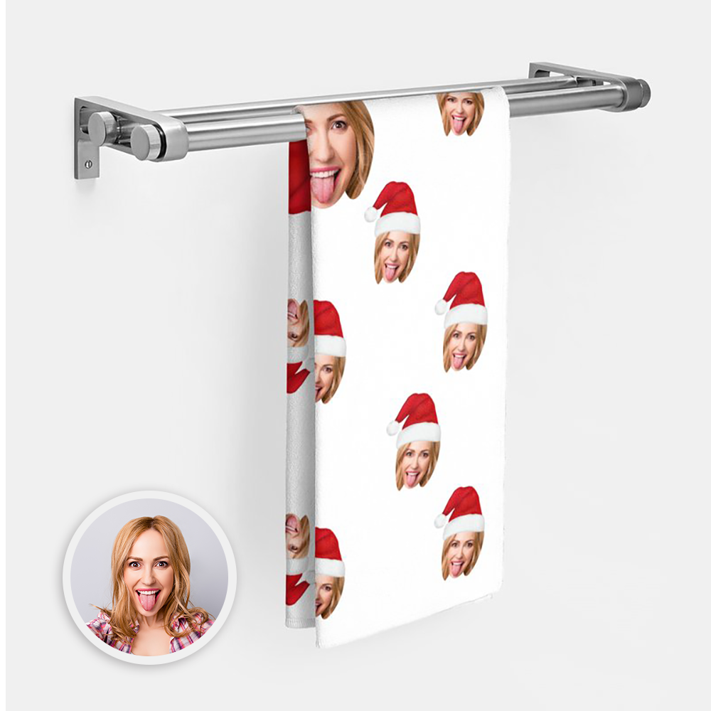 Custom Christmas Face Towel Personalized Photo Towel Funny Christmas Gift - MyFaceSwimsuit