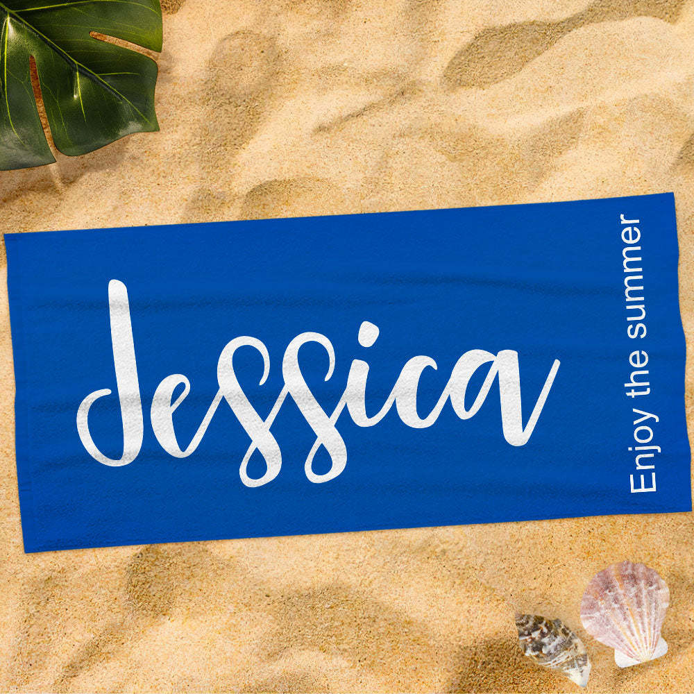 Personalized Bath Towel Custom Name Beach Towel Gift for Family - MyFaceSwimsuit