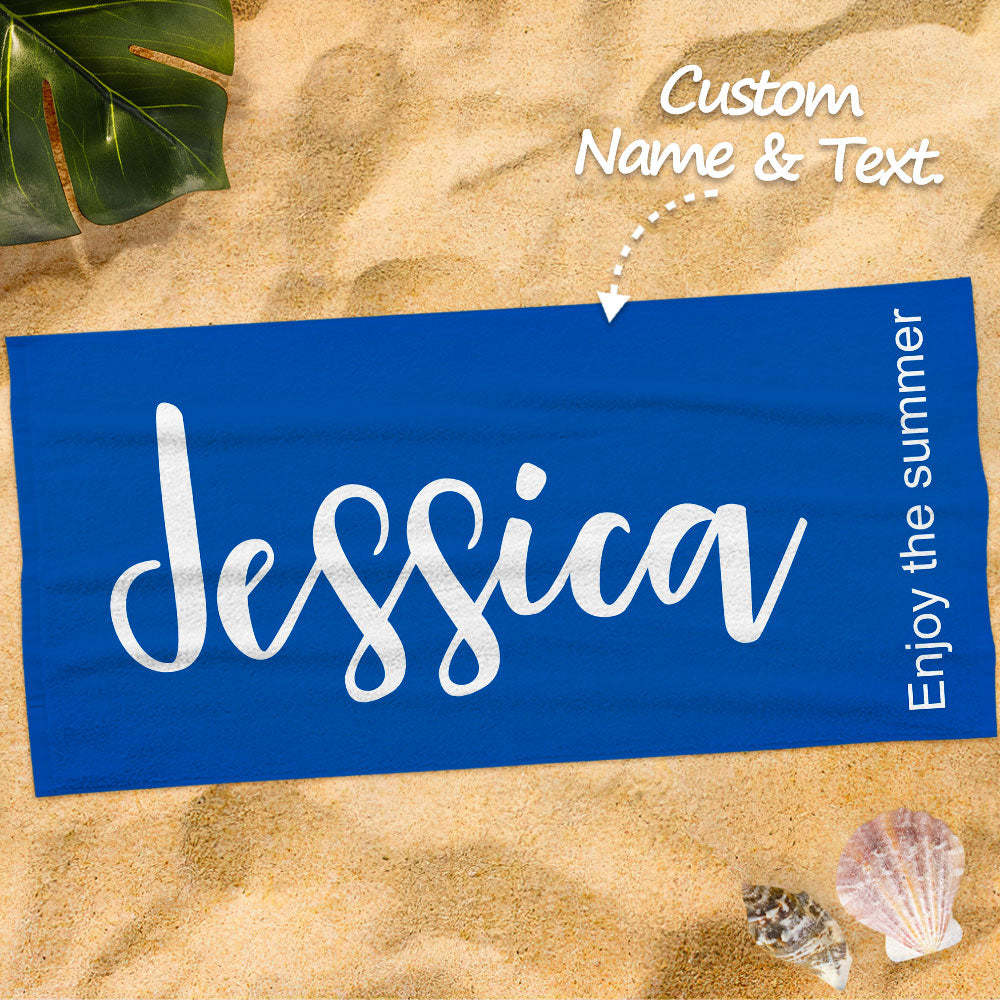 Personalized Bath Towel Custom Name Beach Towel Gift for Family - MyFaceSwimsuit