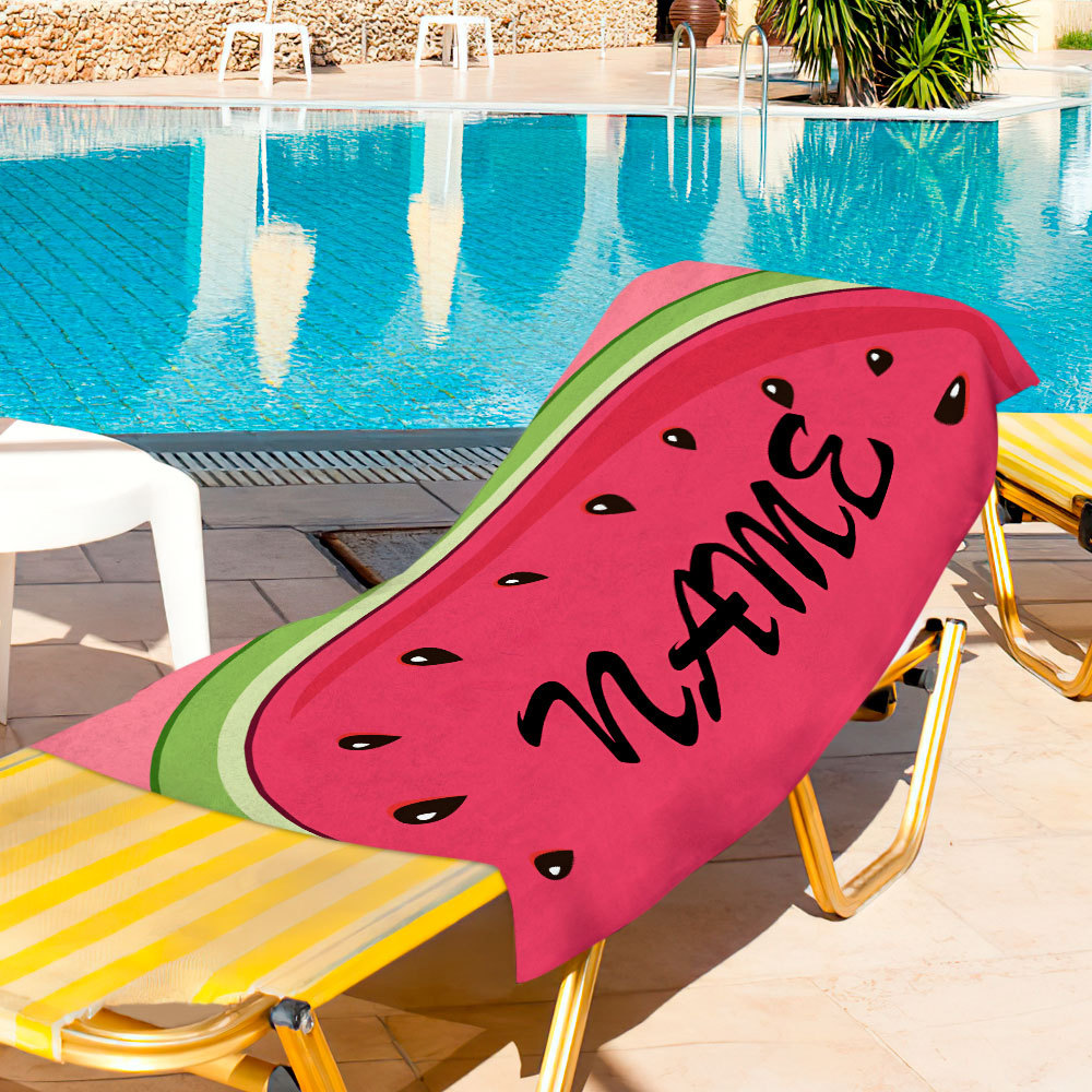 Personalized Bath Towel Custom Name Lemon Beach Towel Gift for Family - MyFaceSwimsuit