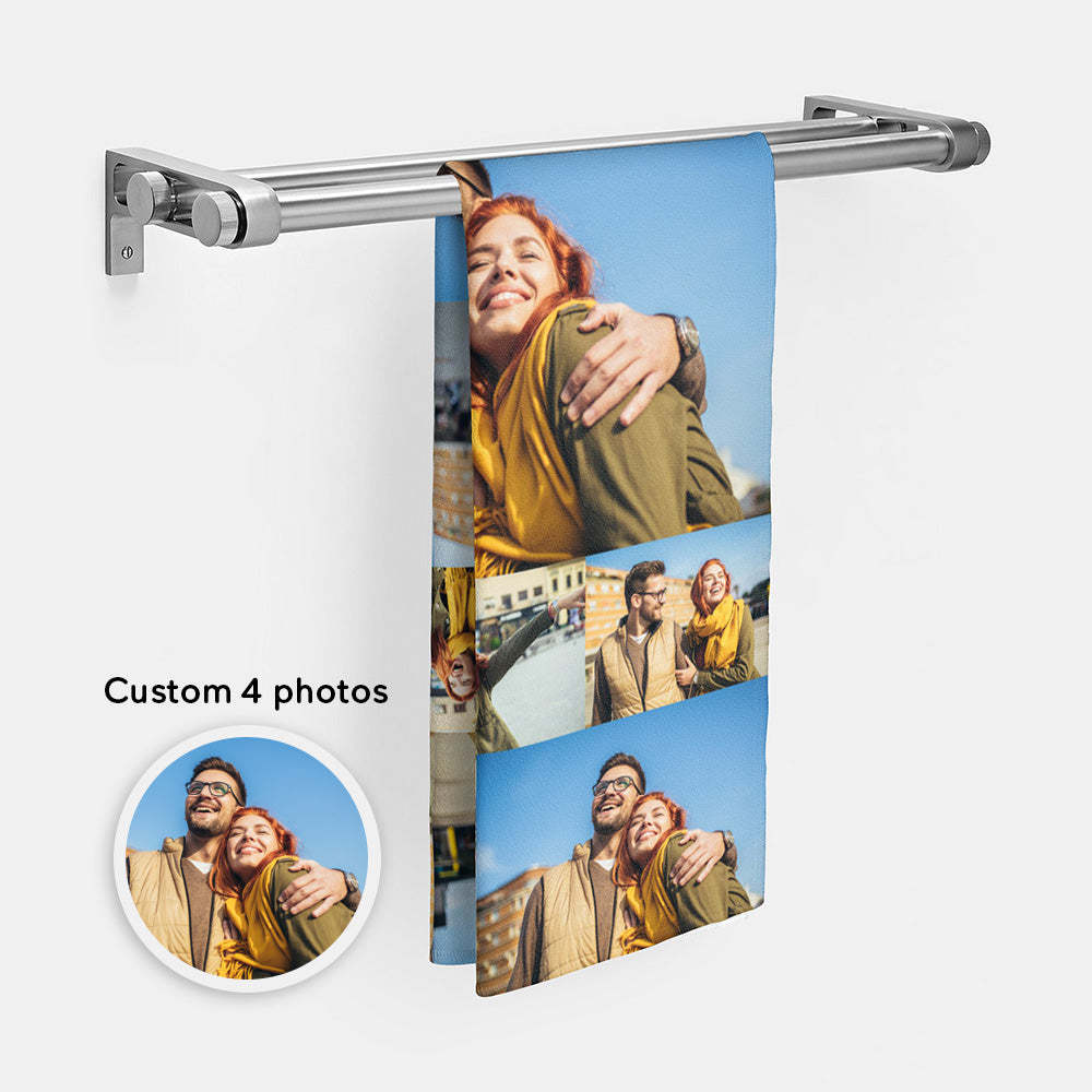 Personalized Photo Towel Custom Photo Collage Towel Gift for Lover - MyFaceSwimsuit