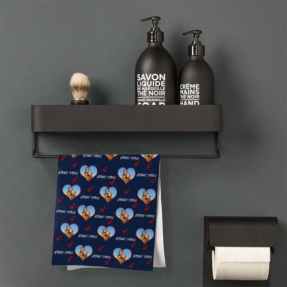 Personalized Photo Towel Custom Heart Photo Towel Gift for Lover - MyFaceSwimsuit