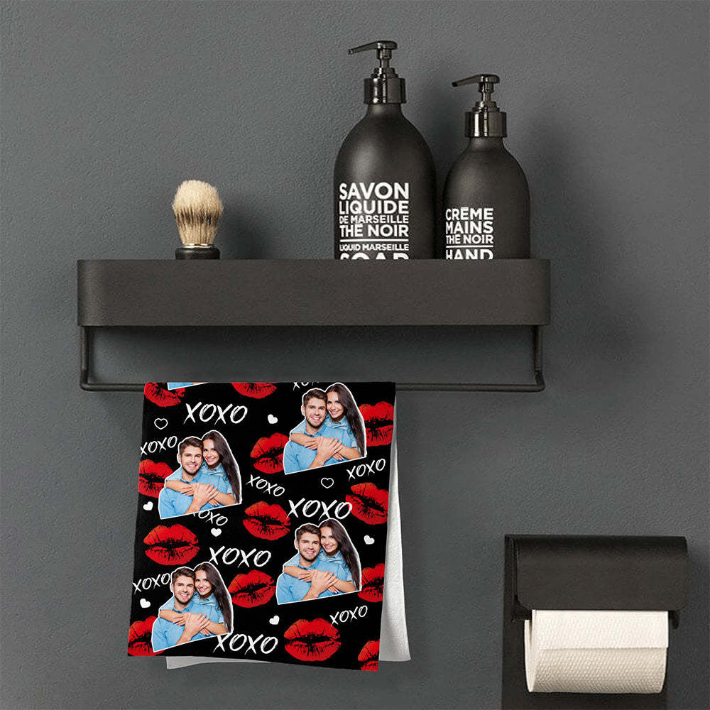 Personalized Photo Towel Custom XOXO Photo Towel Gift for Lover - MyFaceSwimsuit