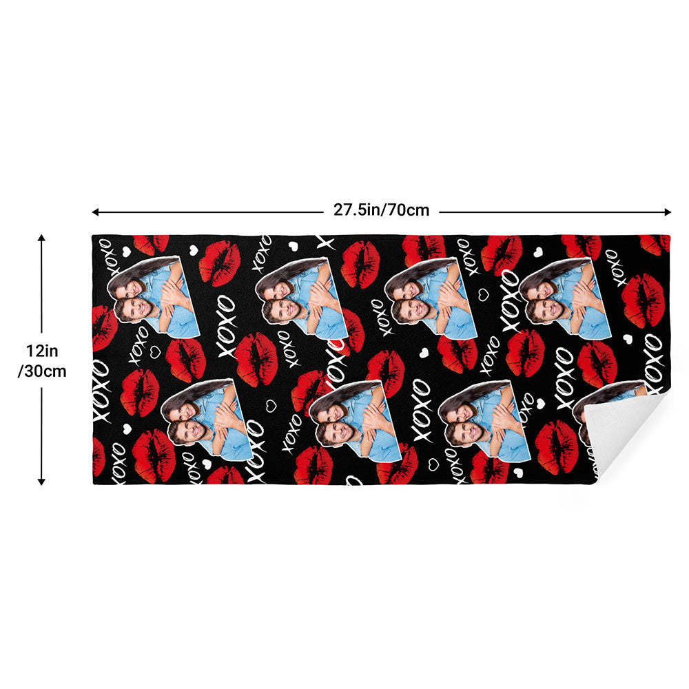 Personalized Photo Towel Custom XOXO Photo Towel Gift for Lover - MyFaceSwimsuit