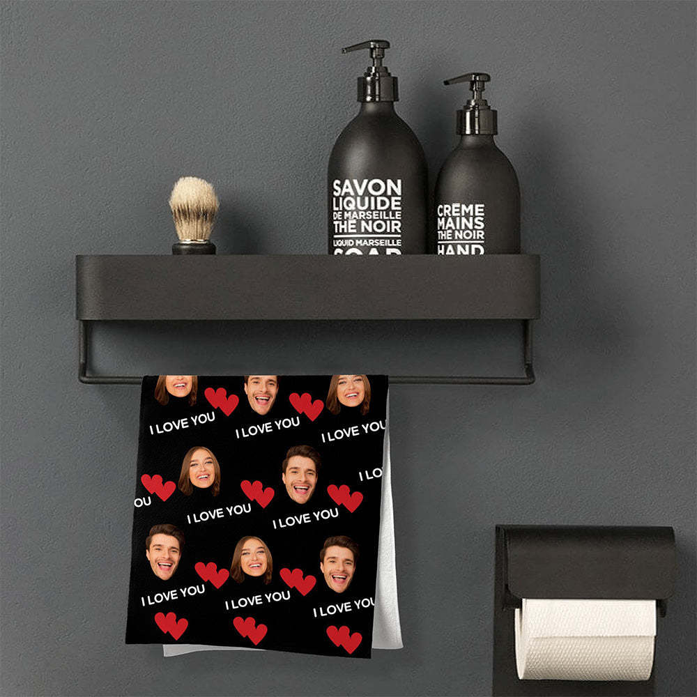 Personalized Face Towel Custom I Love You Face Towel Gift for Lover - MyFaceSwimsuit
