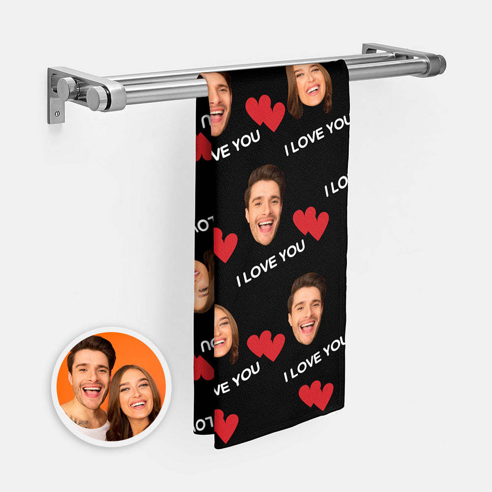Personalized Face Towel Custom I Love You Face Towel Gift for Lover - MyFaceSwimsuit