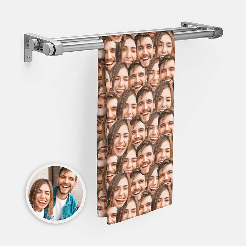 Personalized Face Towel Custom Multiple Faces Towel Gift for Lover - MyFaceSwimsuit