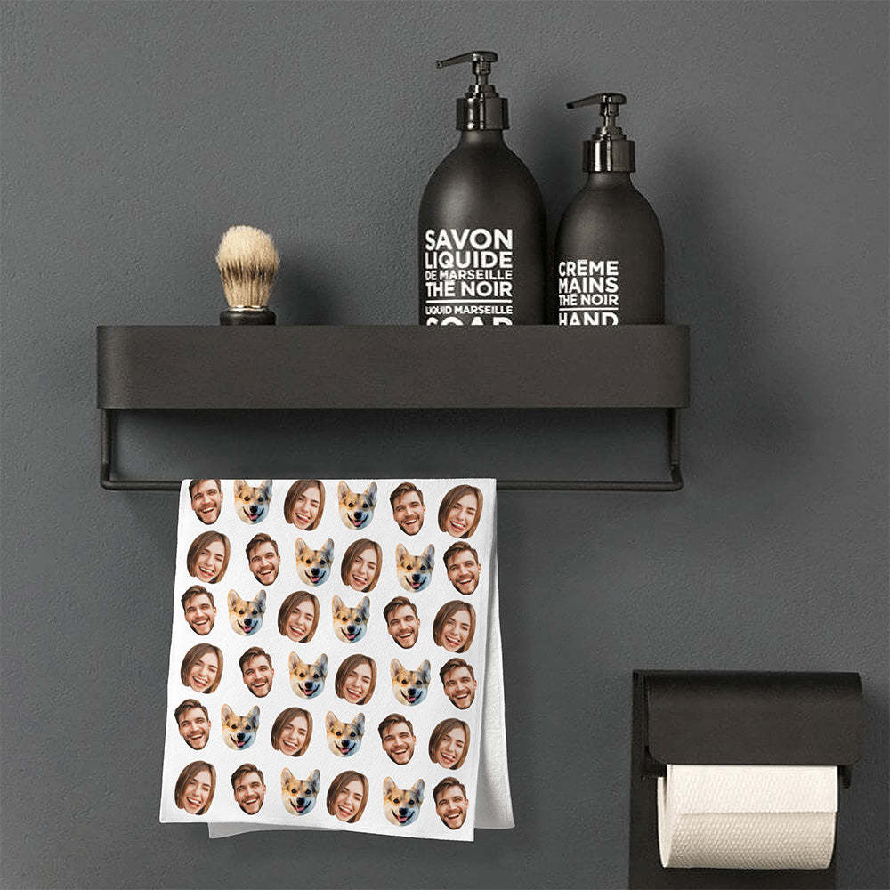 Personalized Face Towel Custom Multiple Faces Towel Gift for Pet Lover - MyFaceSwimsuit