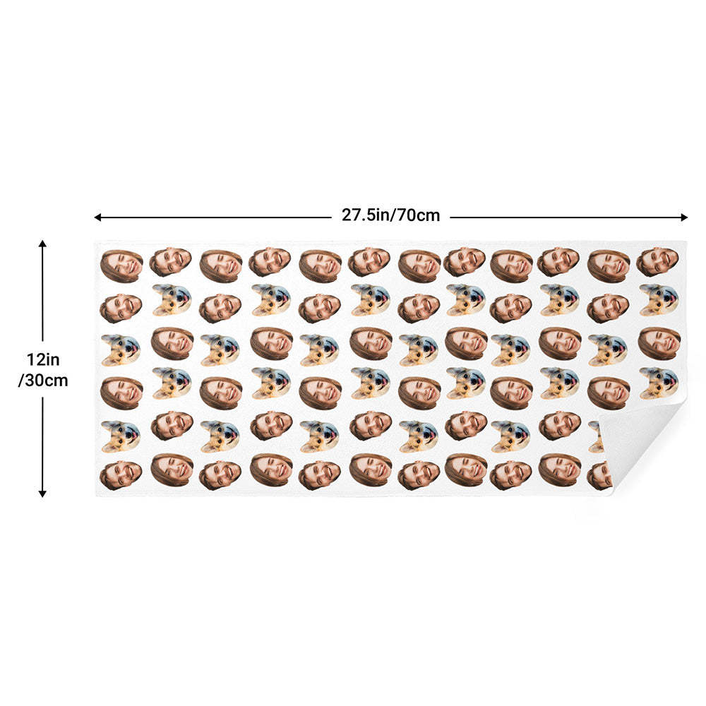 Personalized Face Towel Custom Multiple Faces Towel Gift for Pet Lover - MyFaceSwimsuit