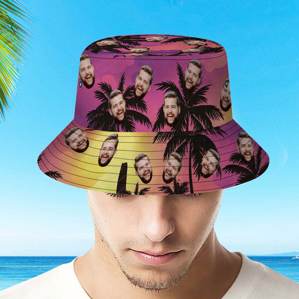 Custom Face Bucket Hat Personalized Tropical Aloha Hawaiian Unisex Fisherman Hat - MyFaceSwimsuit