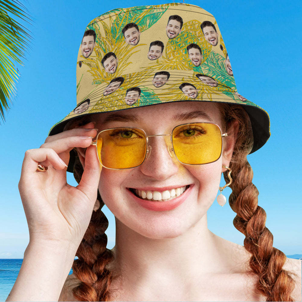 Custom Face Bucket Hat Unisex Fisherman Hat Tropical Leaves Print Fisherman Hat - MyFaceSwimsuit