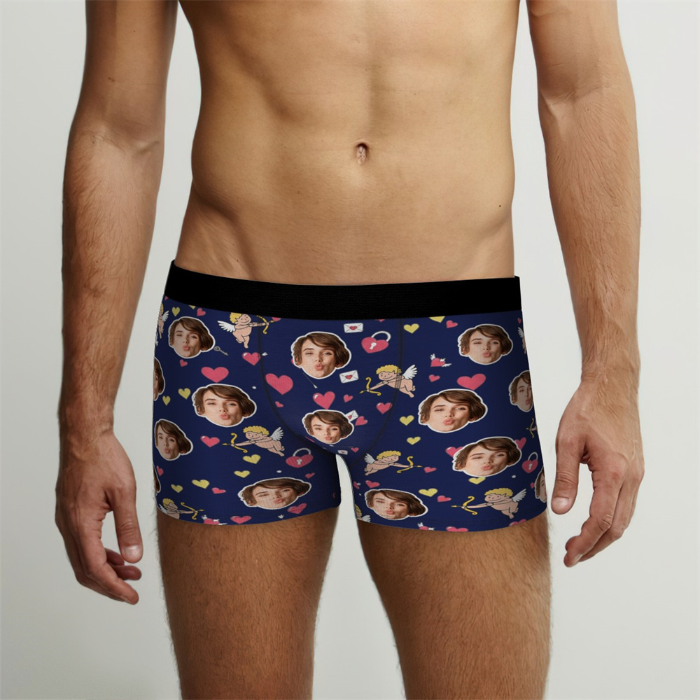 Custom Photo Underwear for Lover Personalized Cupid Underwear Photo Underwear Gift for Lover - MyFaceSwimSuit