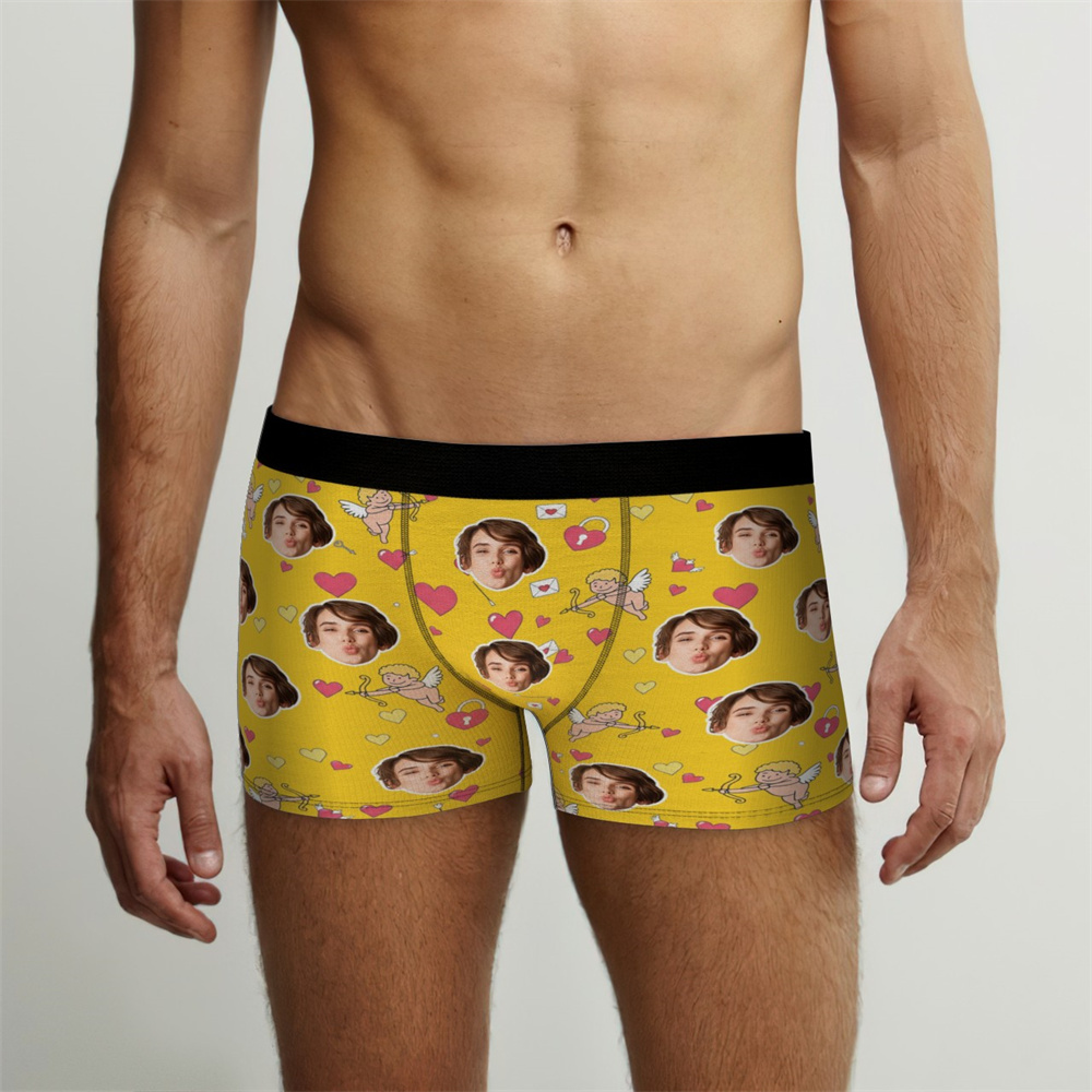 Custom Photo Underwear for Lover Personalized Cupid Underwear Photo Underwear Gift for Lover - MyFaceSwimSuit