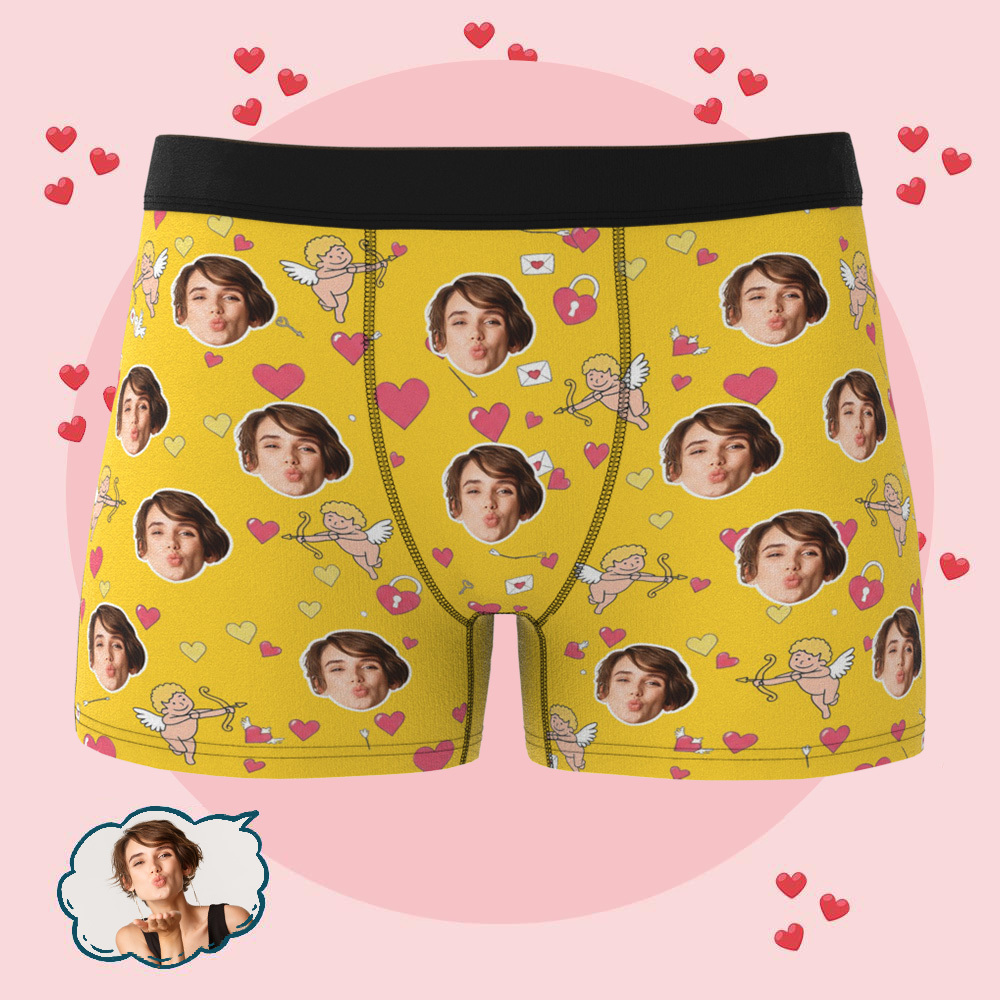 Custom Photo Underwear for Lover Personalized Cupid Underwear Photo Underwear Gift for Lover - MyFaceSwimSuit