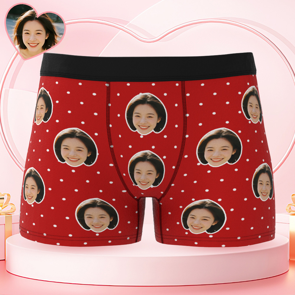 Personalized Face Underwear Custom Photo Underwear Polka Boxers for Boyfriend - MyFaceSwimSuit