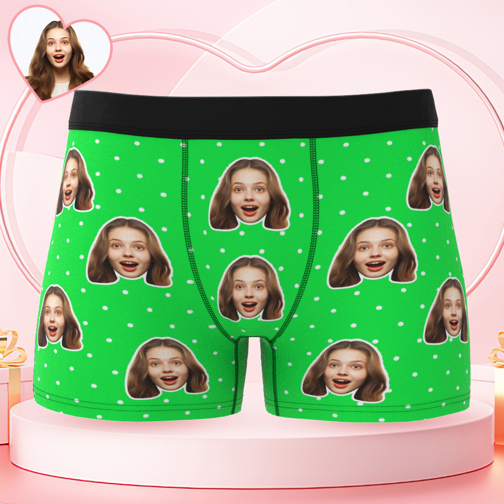 Personalized Face Underwear Custom Photo Underwear Polka Boxers for Boyfriend - MyFaceSwimSuit