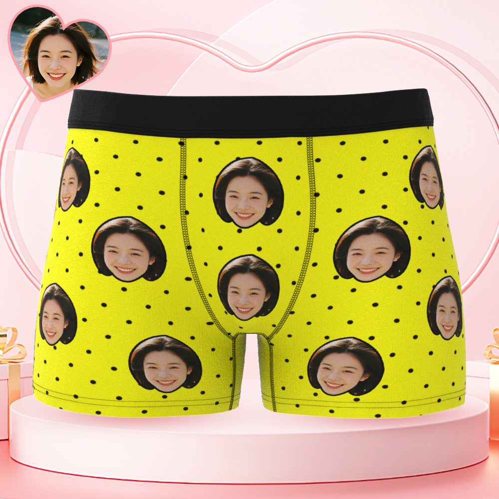 Personalized Face Underwear Custom Photo Underwear Polka Boxers for Boyfriend - MyFaceSwimSuit