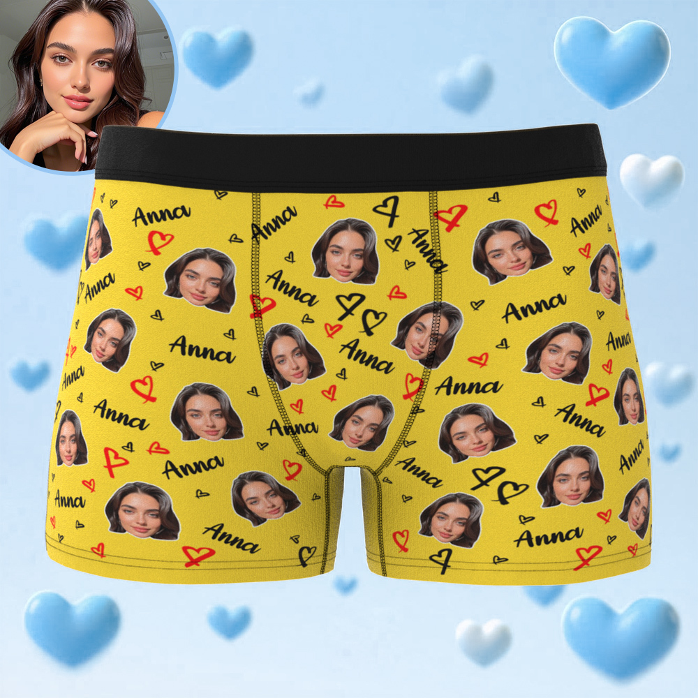 Custom Photo Men's Boxer Briefs with Face Custom Face Underwear for Men Anniversary Gift Underwear - MyFaceSwimSuit