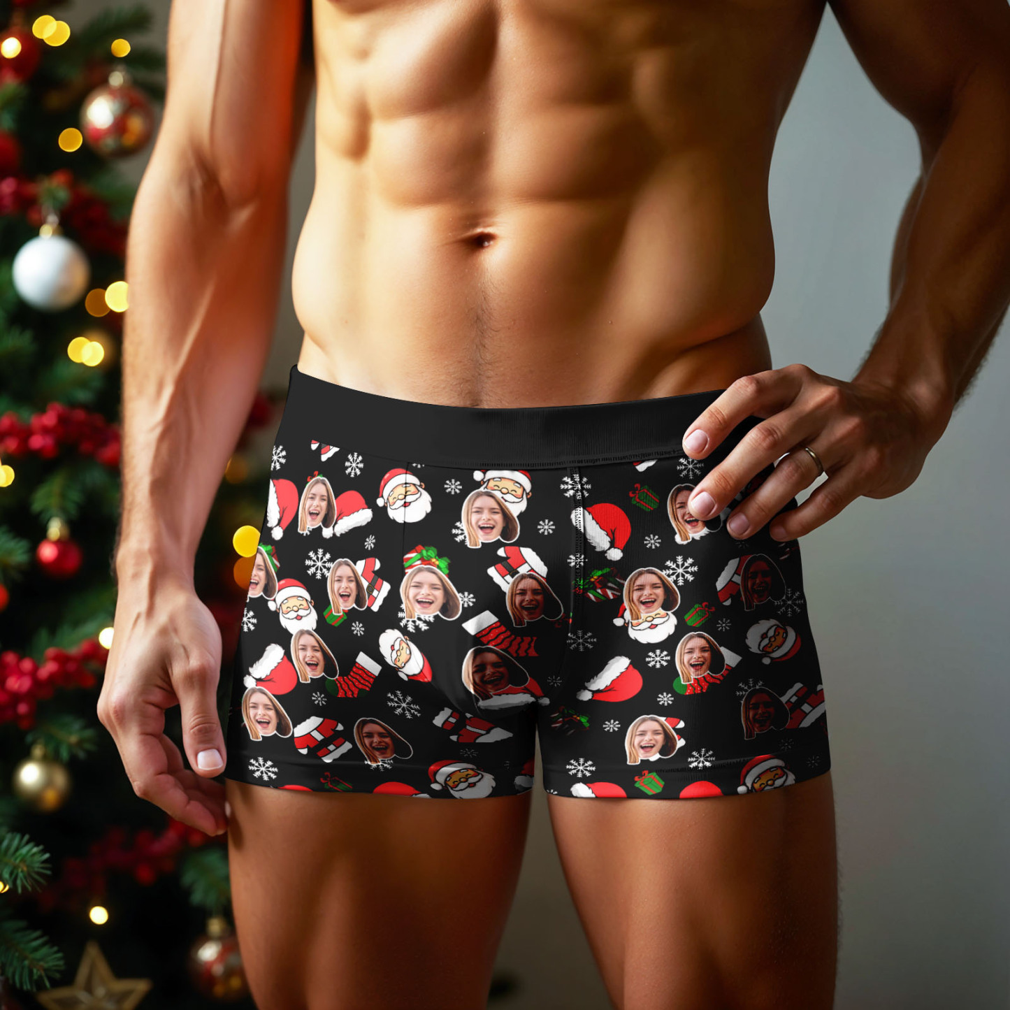 Custom Boxer Briefs Personalized Mens Boxer Custom Christmas Gift For Boyfriend - MyFaceSwimSuit