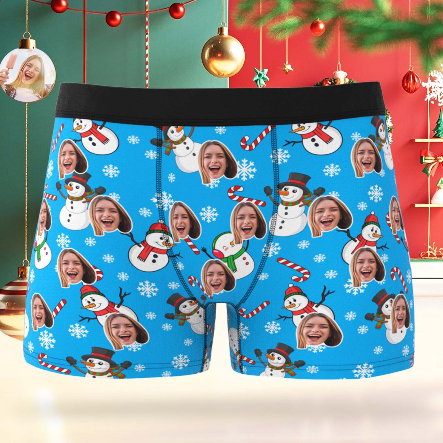 Custom Santa Boxer Shorts Personalized Christmas Underwear Custom Christmas Panties Gifts - MyFaceSwimSuit