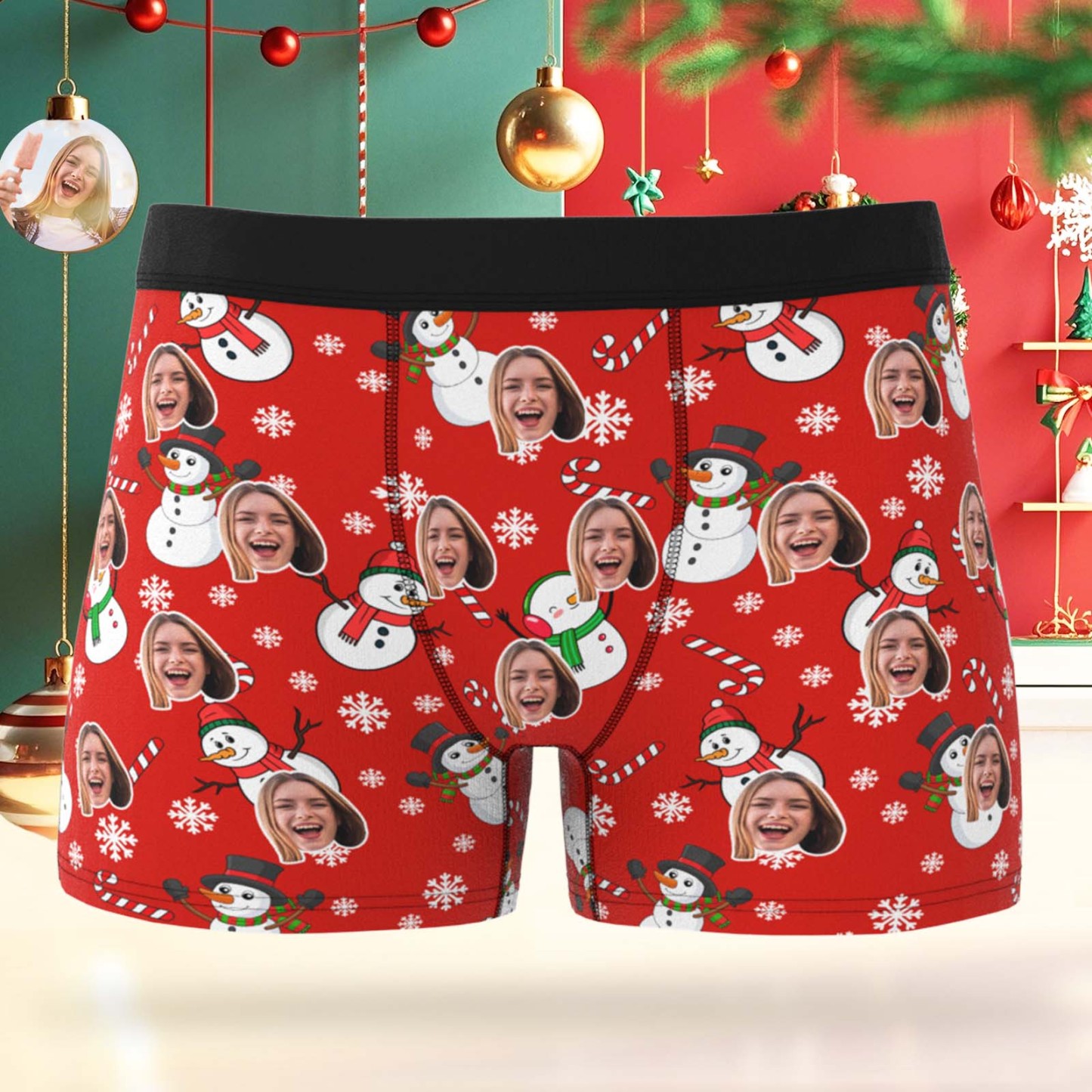 Custom Santa Boxer Shorts Personalized Christmas Underwear Custom Christmas Panties Gifts - MyFaceSwimSuit