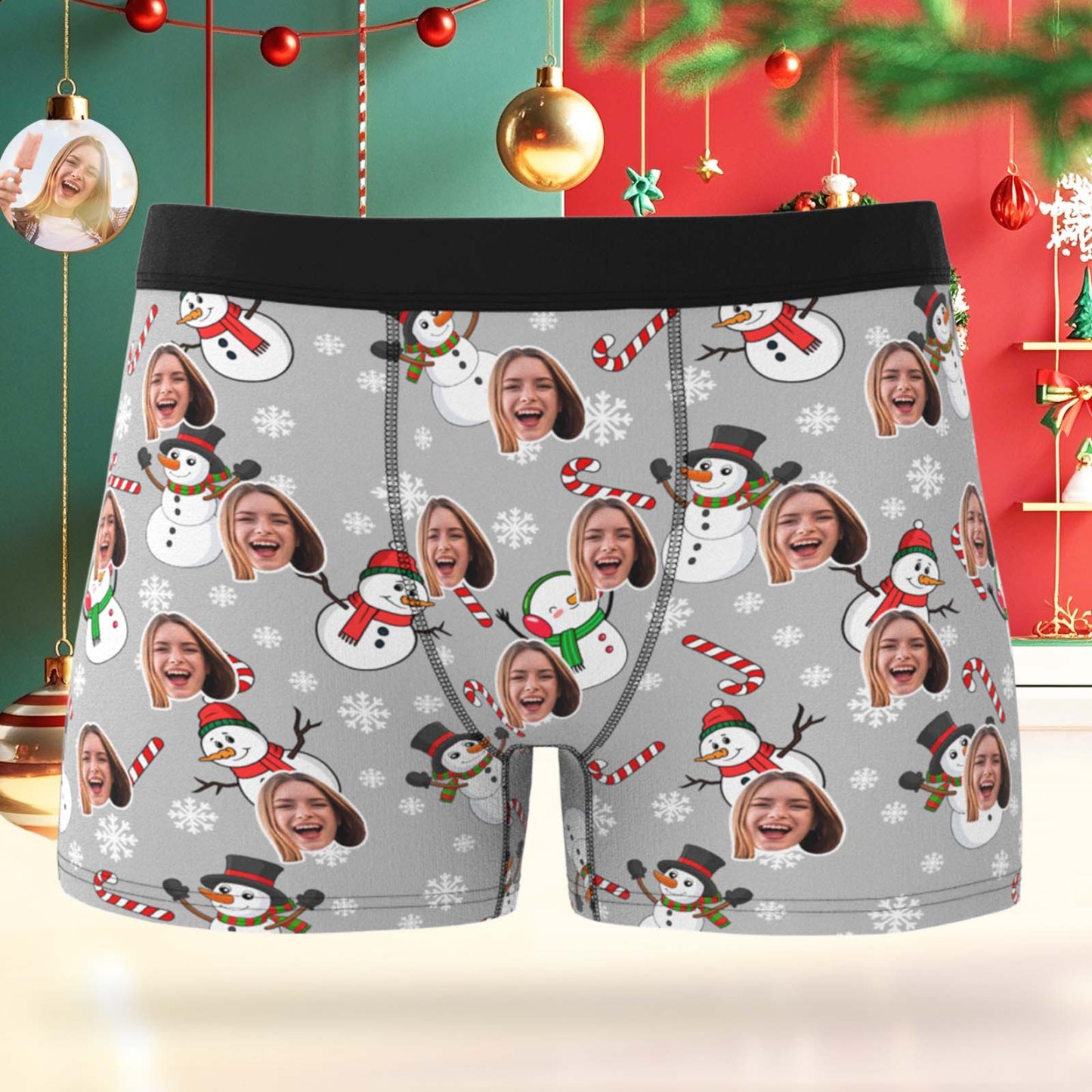 Custom Santa Boxer Shorts Personalized Christmas Underwear Custom Christmas Panties Gifts - MyFaceSwimSuit