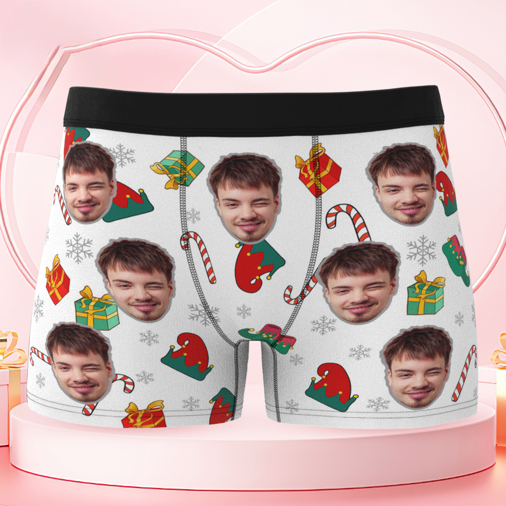 Custom Holiday Boxer Briefs Custom Photo Christmas Panties Custom Santa Boxer for Lover - MyFaceSwimSuit