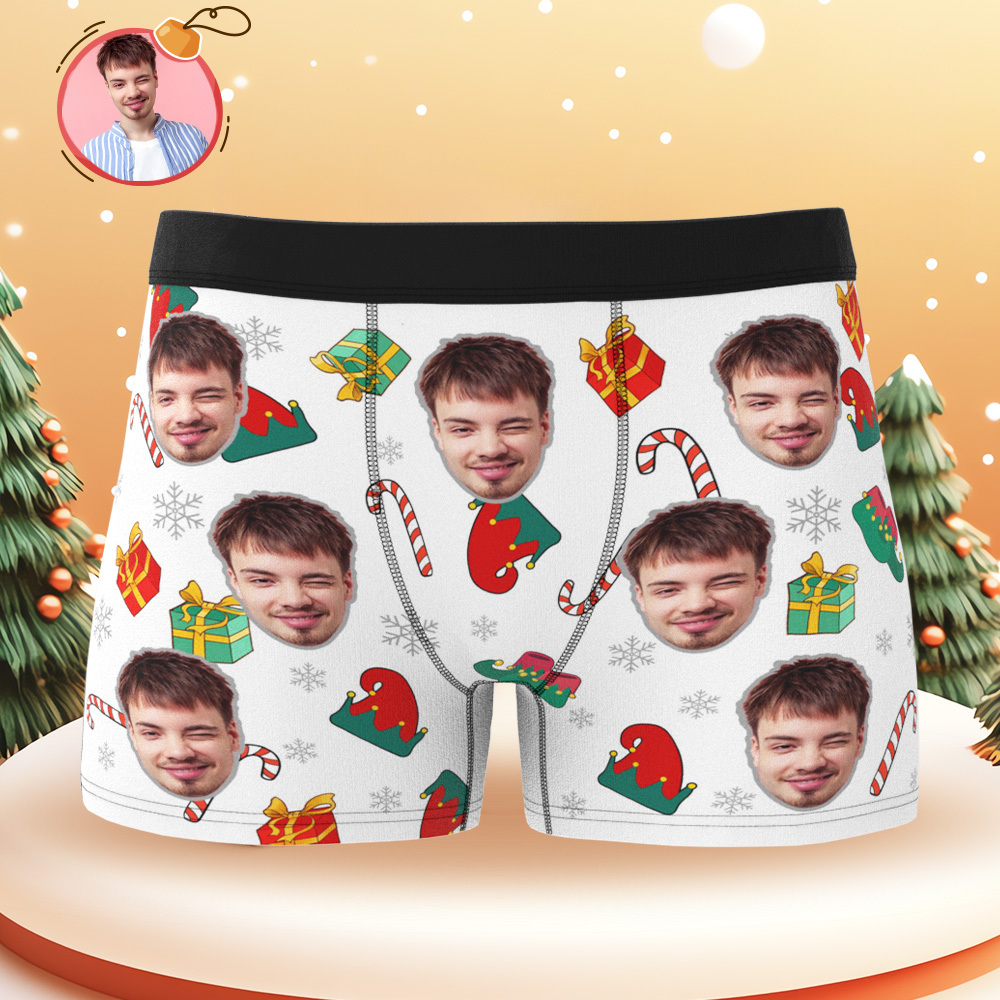 Custom Holiday Boxer Briefs Custom Photo Christmas Panties Custom Santa Boxer for Lover - MyFaceSwimSuit