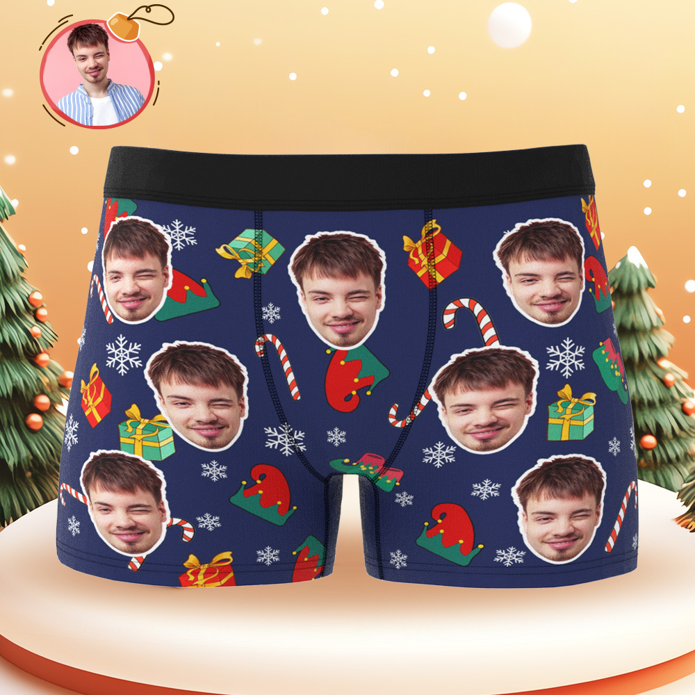 Custom Holiday Boxer Briefs Custom Photo Christmas Panties Custom Santa Boxer for Lover - MyFaceSwimSuit