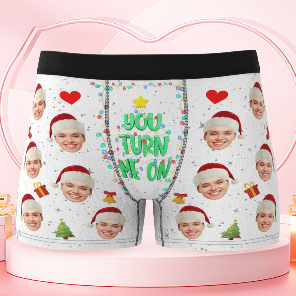 Personalized Holiday Underwear Custom Photo Christmas Panties Cute Xmas Gift for Him - MyFaceSwimSuit