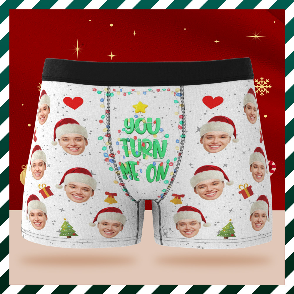 Personalized Holiday Underwear Custom Photo Christmas Panties Cute Xmas Gift for Him - MyFaceSwimSuit
