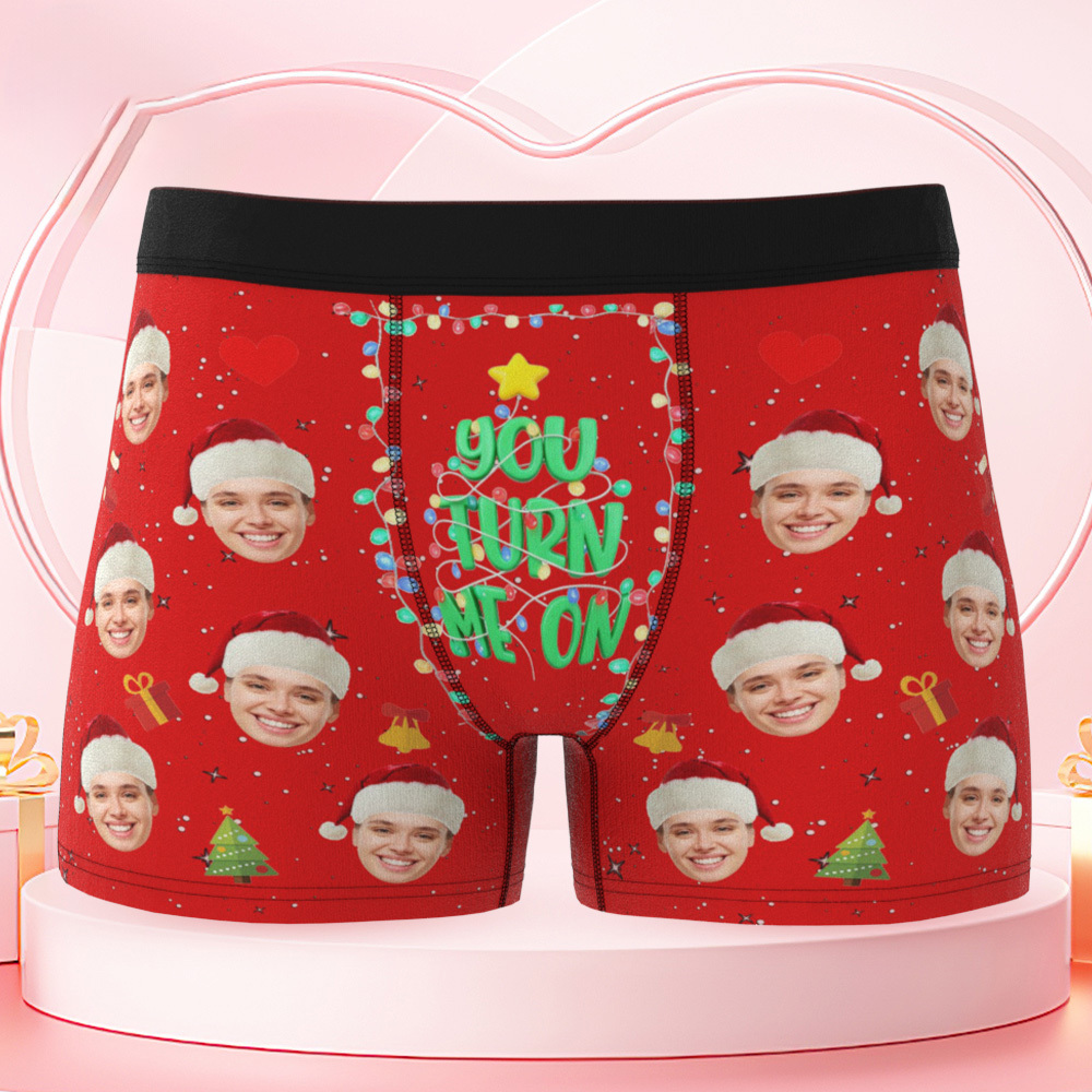 Personalized Holiday Underwear Custom Photo Christmas Panties Cute Xmas Gift for Him - MyFaceSwimSuit