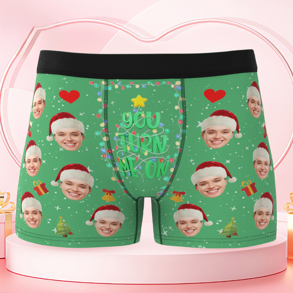 Personalized Holiday Underwear Custom Photo Christmas Panties Cute Xmas Gift for Him - MyFaceSwimSuit