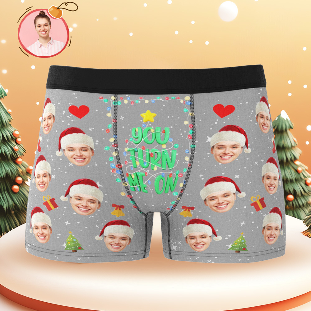 Personalized Holiday Underwear Custom Photo Christmas Panties Cute Xmas Gift for Him - MyFaceSwimSuit