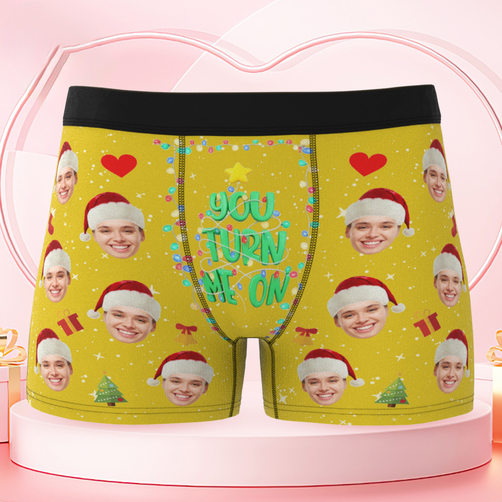 Personalized Holiday Underwear Custom Photo Christmas Panties Cute Xmas Gift for Him - MyFaceSwimSuit