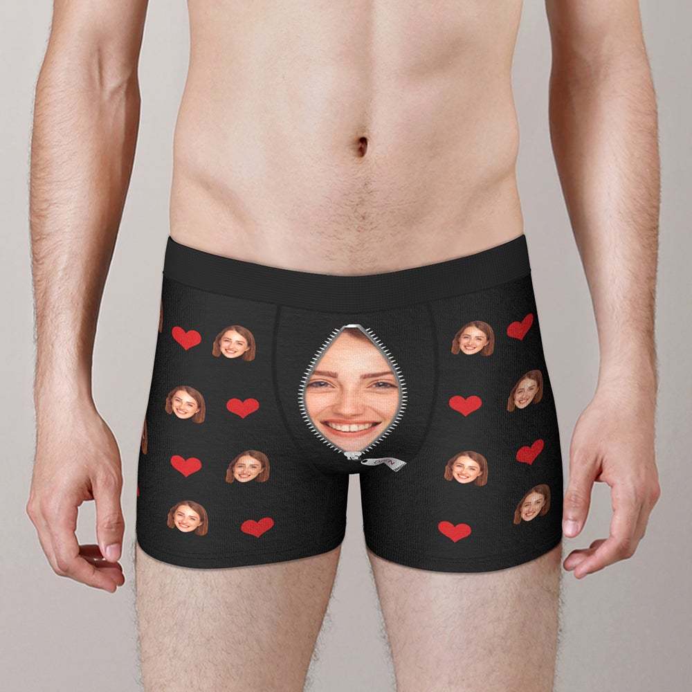 Custom Love Heart Girlfriend Face Boxer Brief Valentine's Day Gifts For Him